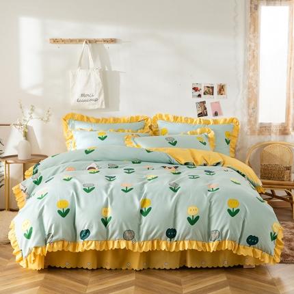 91家纺网 家纺一手货源 找家纺 纽缦 2020新款加厚磨毛床裙款四件套 梦想秀