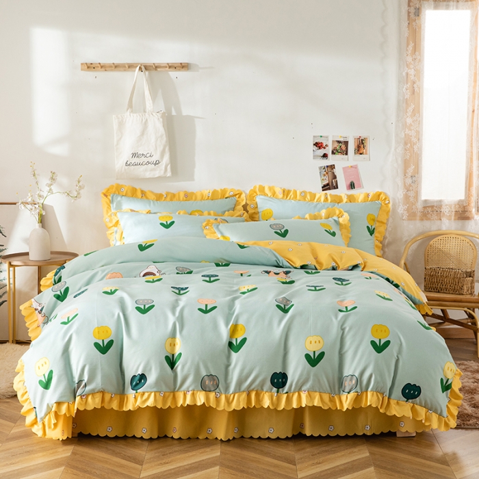 91家纺网 家纺一手货源 找家纺 纽缦 2020新款加厚磨毛床裙款四件套 梦想秀