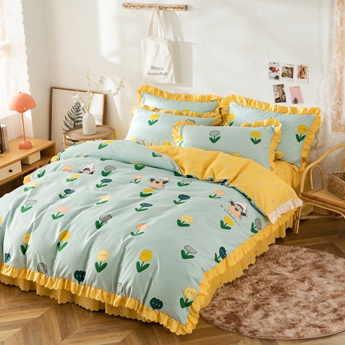 91家纺网 家纺一手货源 找家纺 纽缦 2020新款加厚磨毛床裙款四件套 梦想秀