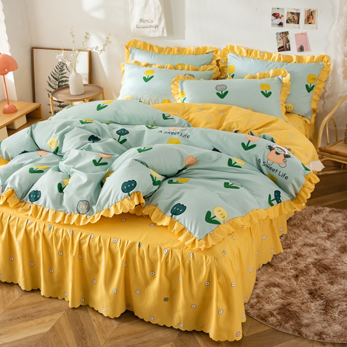 91家纺网 家纺一手货源 找家纺 纽缦 2020新款加厚磨毛床裙款四件套 梦想秀