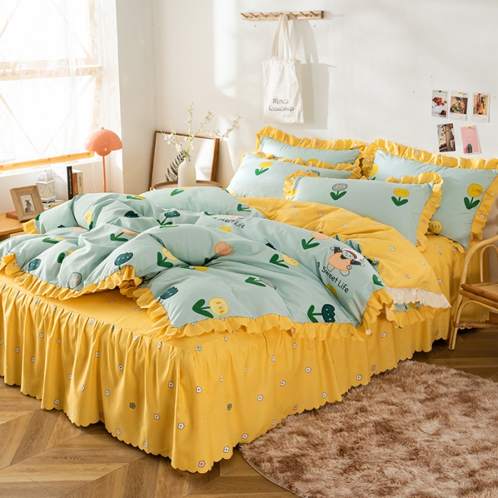 91家纺网 家纺一手货源 找家纺 纽缦 2020新款加厚磨毛床裙款四件套 梦想秀