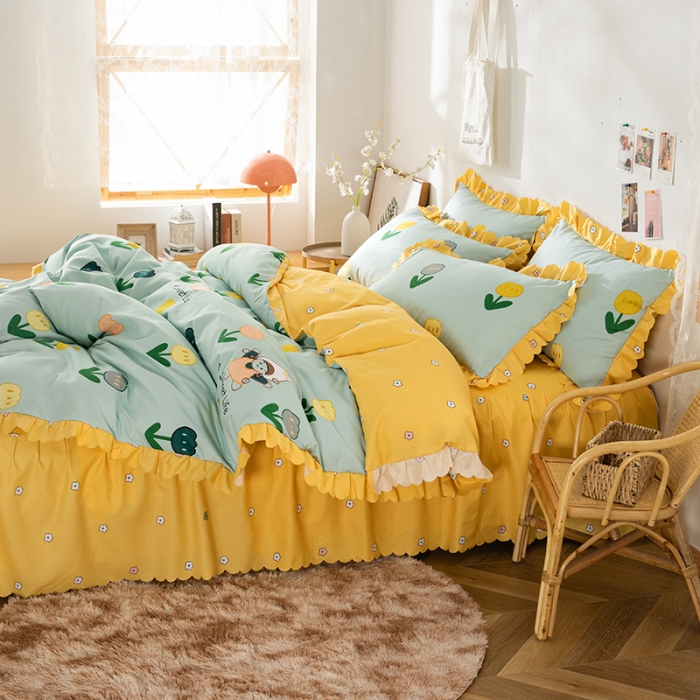 91家纺网 家纺一手货源 找家纺 纽缦 2020新款加厚磨毛床裙款四件套 梦想秀