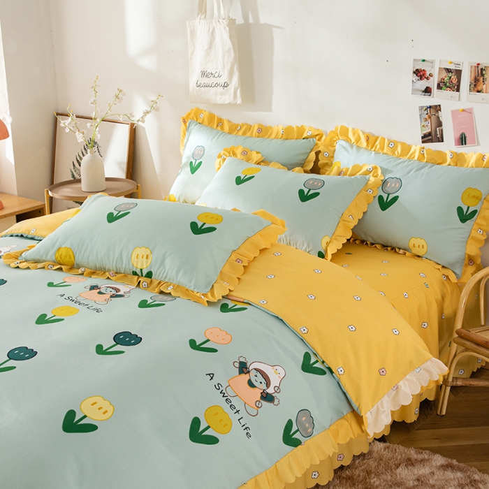 91家纺网 家纺一手货源 找家纺 纽缦 2020新款加厚磨毛床裙款四件套 梦想秀