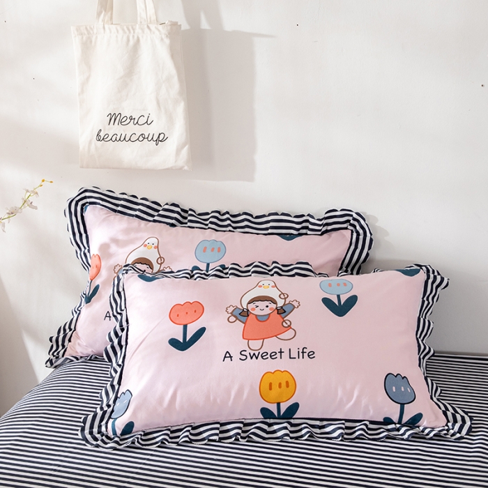 91家纺网 家纺一手货源 找家纺 纽缦 2020新款加厚磨毛床裙款四件套 梦想秀粉