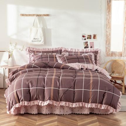 纽缦 2020新款加厚磨毛床裙款四件套 随想