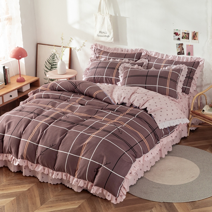 91家纺网 家纺一手货源 找家纺 纽缦 2020新款加厚磨毛床裙款四件套 随想