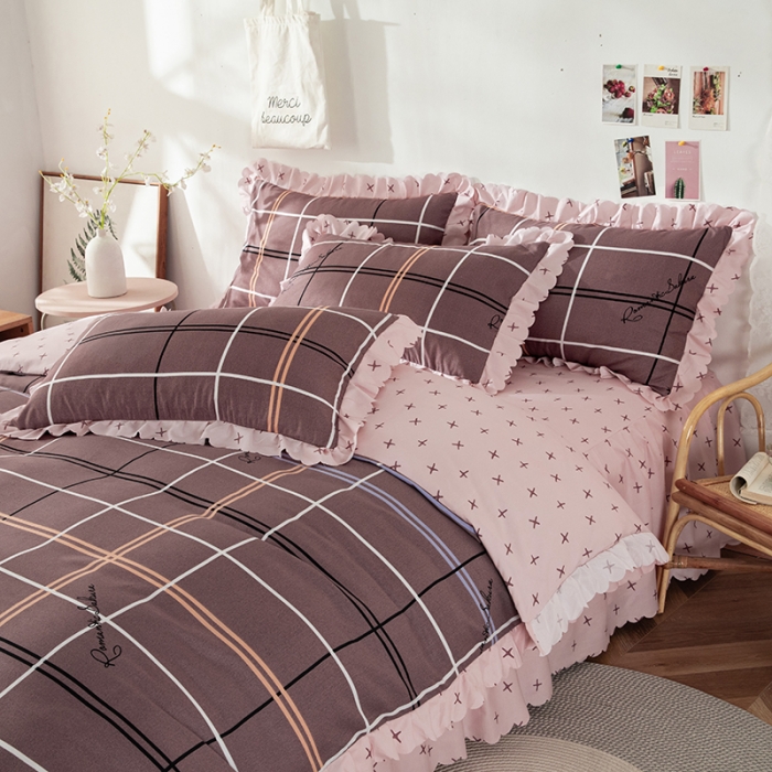 91家纺网 家纺一手货源 找家纺 纽缦 2020新款加厚磨毛床裙款四件套 随想