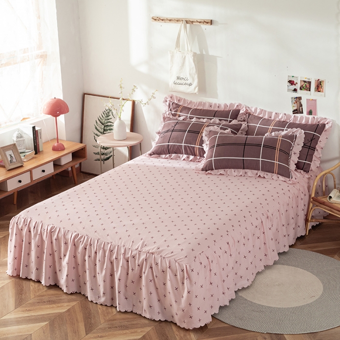 91家纺网 家纺一手货源 找家纺 纽缦 2020新款加厚磨毛床裙款四件套 随想