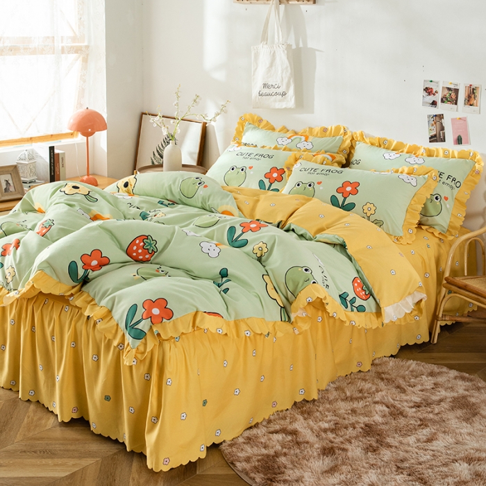 91家纺网 家纺一手货源 找家纺 纽缦 2020新款加厚磨毛床裙款四件套 童年乐园