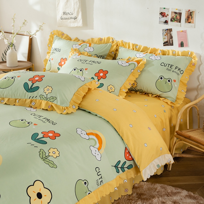 91家纺网 家纺一手货源 找家纺 纽缦 2020新款加厚磨毛床裙款四件套 童年乐园