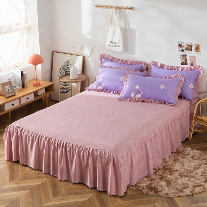 91家纺网 家纺一手货源 找家纺 纽缦 2020新款加厚磨毛床裙款四件套 幽香入梦