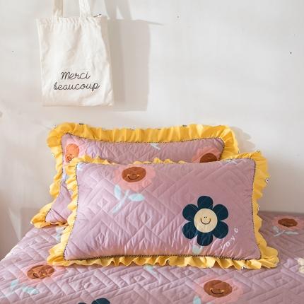 纽缦 2020新款加厚磨毛夹棉枕套/对 楚楚花颜豆沙