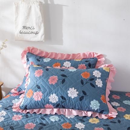 91家纺网 家纺一手货源 找家纺 纽缦 2020新款加厚磨毛夹棉枕套/对 豆蔻年华蓝