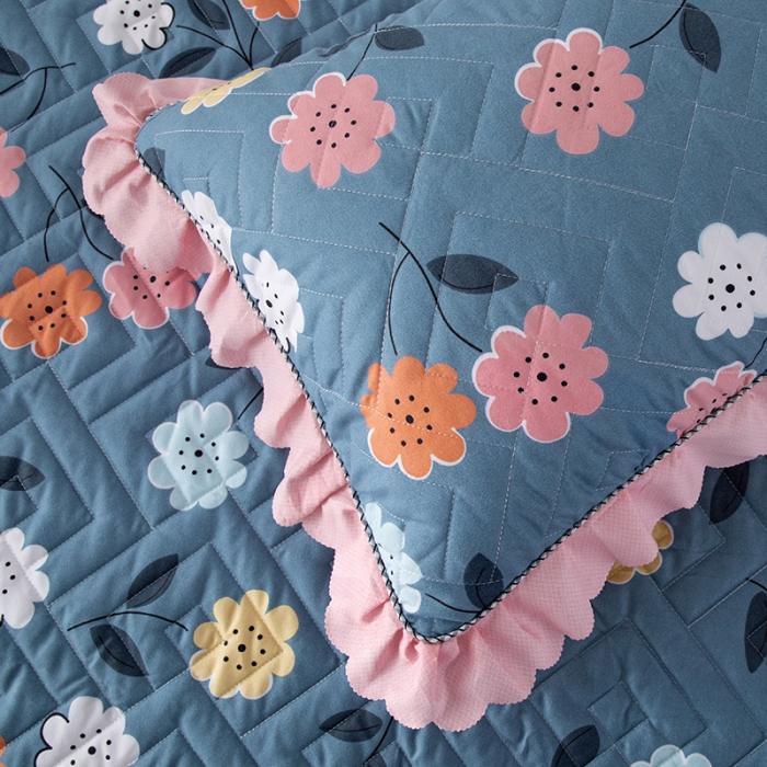 91家纺网 家纺一手货源 找家纺 纽缦 2020新款加厚磨毛夹棉枕套/对 豆蔻年华蓝