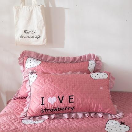 纽缦 2020新款加厚磨毛夹棉枕套/对 迷情草莓