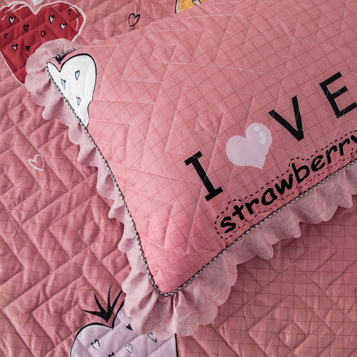 91家纺网 家纺一手货源 找家纺 纽缦 2020新款加厚磨毛夹棉枕套/对 迷情草莓