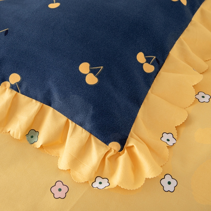 91家纺网 家纺一手货源 找家纺 纽缦 2020新款加厚磨毛夹棉床裙款四件套 彩虹小镇