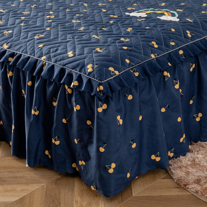 91家纺网 家纺一手货源 找家纺 纽缦 2020新款加厚磨毛夹棉床裙款四件套 彩虹小镇