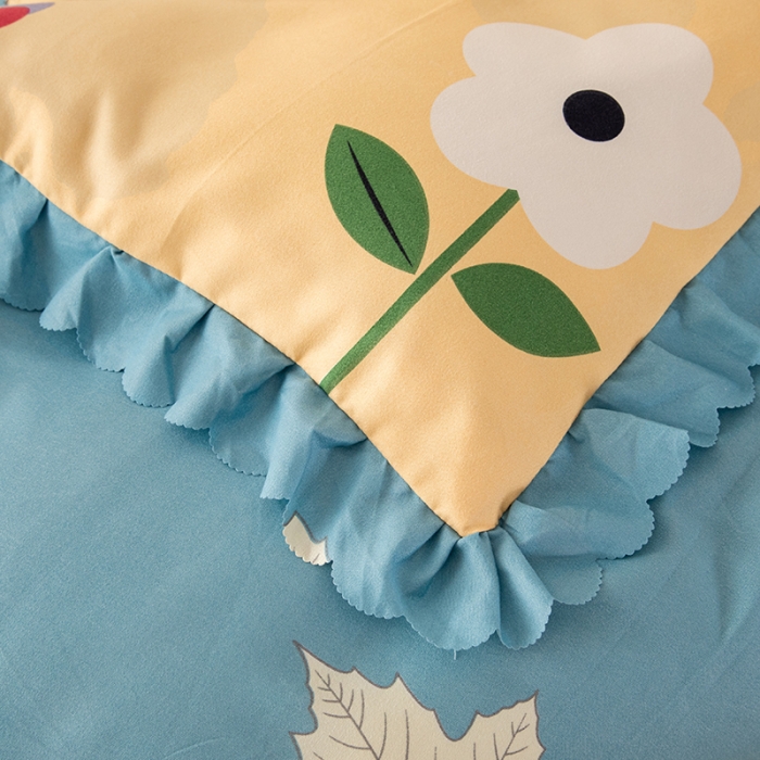 91家纺网 家纺一手货源 找家纺 纽缦 2020新款加厚磨毛夹棉床裙款四件套 春风里