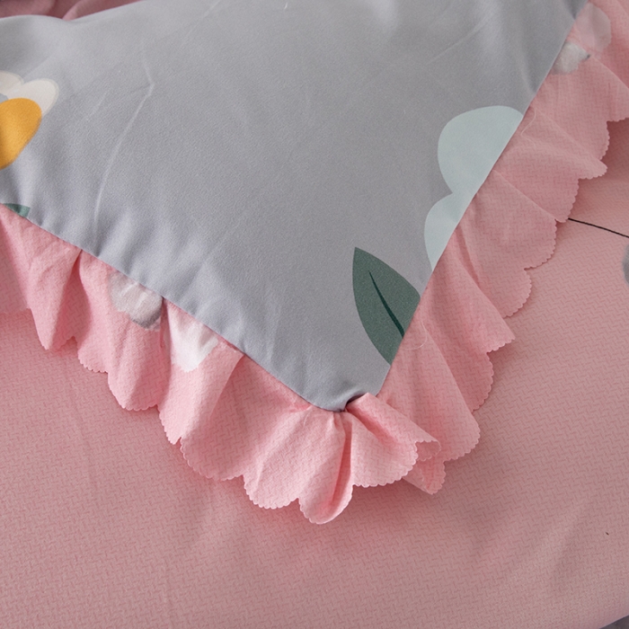 91家纺网 家纺一手货源 找家纺 纽缦 2020新款加厚磨毛夹棉床裙款四件套 芳菲年华