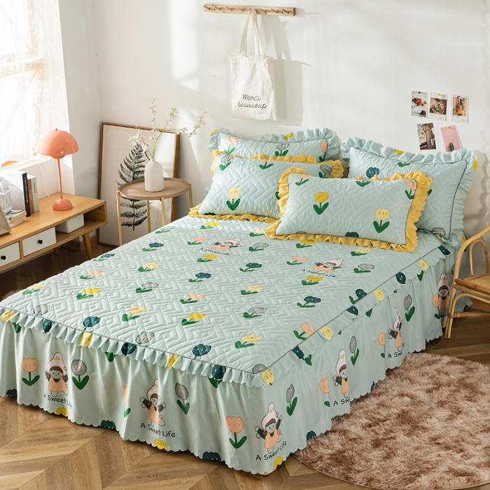 91家纺网 家纺一手货源 找家纺 纽缦 2020新款加厚磨毛夹棉床裙款四件套 梦想秀