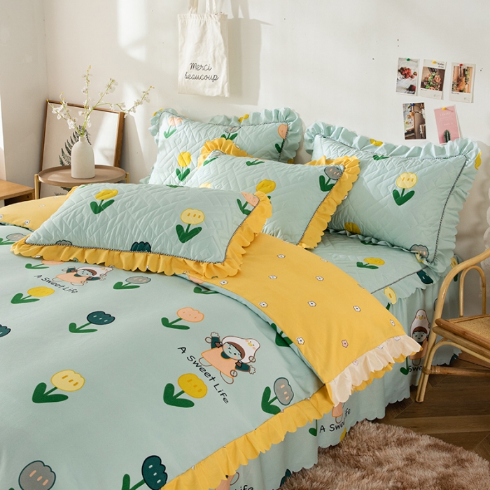 91家纺网 家纺一手货源 找家纺 纽缦 2020新款加厚磨毛夹棉床裙款四件套 梦想秀