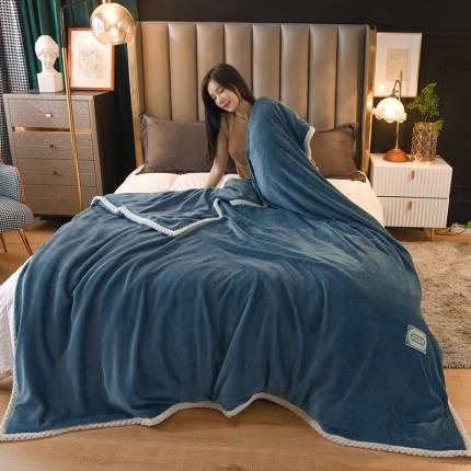 91家纺网 家纺一手货源 找家纺 眠博士 2021新款牛奶绒多功能轻奢款毛毯 靛青