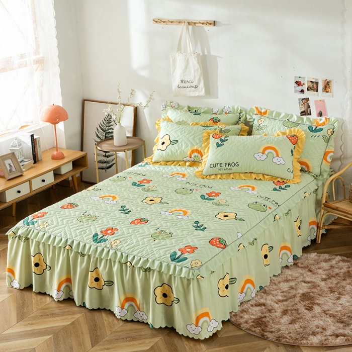 91家纺网 家纺一手货源 找家纺 纽缦 2020新款加厚磨毛夹棉床裙款四件套 童年乐园