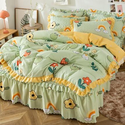 纽缦 2020新款加厚磨毛夹棉床裙款四件套 童年乐园