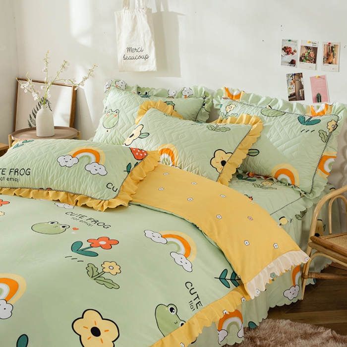 91家纺网 家纺一手货源 找家纺 纽缦 2020新款加厚磨毛夹棉床裙款四件套 童年乐园