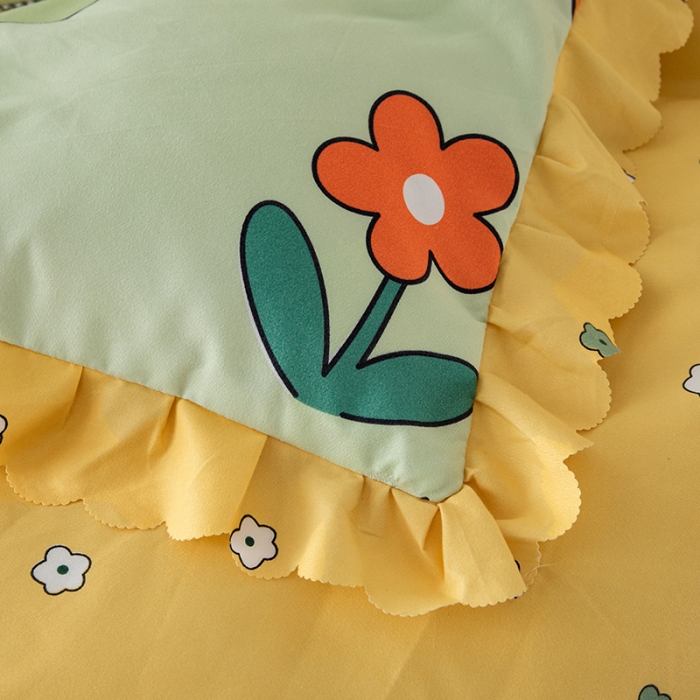 91家纺网 家纺一手货源 找家纺 纽缦 2020新款加厚磨毛夹棉床裙款四件套 童年乐园