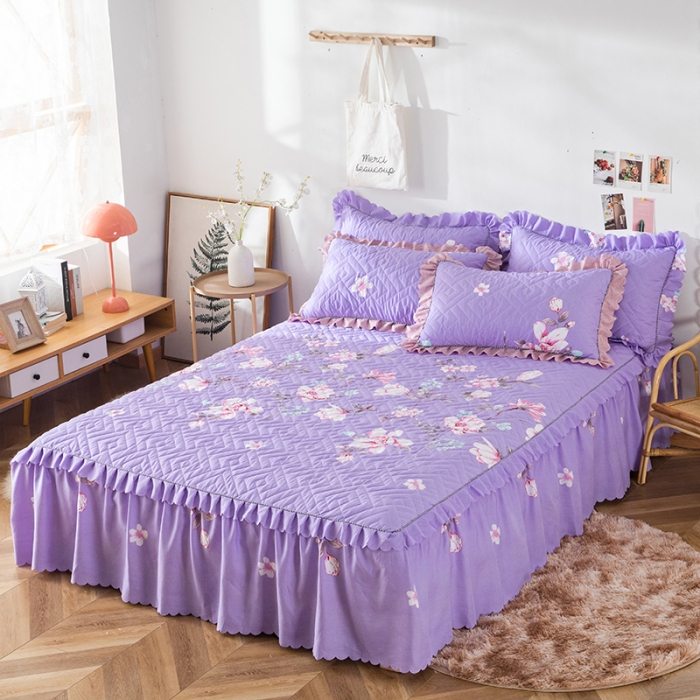 91家纺网 家纺一手货源 找家纺 纽缦 2020新款加厚磨毛夹棉床裙款四件套 幽香入梦