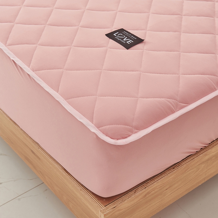 91家纺网 家纺一手货源 找家纺 宅部落 2020针织棉纯加棉床笠夹棉床垫保护罩 珊瑚色