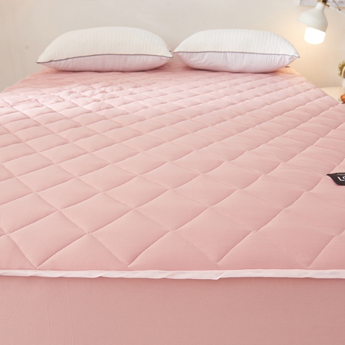 91家纺网 家纺一手货源 找家纺 宅部落 2020针织棉纯加棉床笠夹棉床垫保护罩 珊瑚色