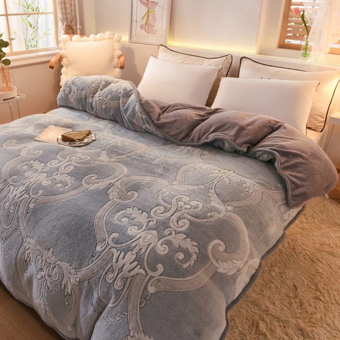 91家纺网 家纺一手货源 找家纺 甜之梦 2025新款310g雪花绒单品包边被套 欧式经典