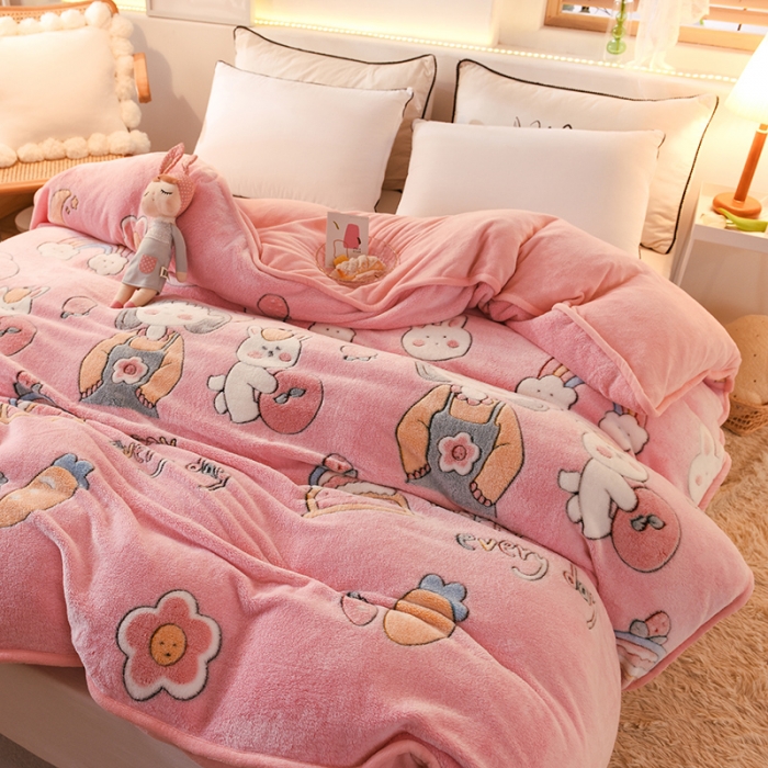 91家纺网 家纺一手货源 找家纺 甜之梦 2025新款310g雪花绒单品包边被套 小丸子