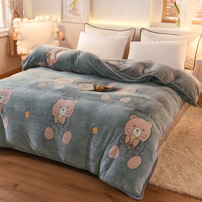 91家纺网 家纺一手货源 找家纺 甜之梦 2025新款310g雪花绒单品包边被套 小熊维尼