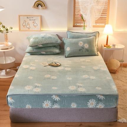 91家纺网 家纺一手货源 找家纺 甜之梦 2025新款310g雪花绒单品床笠 浅绿之花