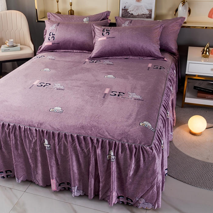 91家纺网 家纺一手货源 找家纺 纽缦 2020新款绒单层床裙 小象