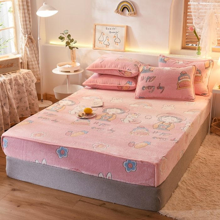 91家纺网 家纺一手货源 找家纺 甜之梦 2025新款310g雪花绒单品床笠 小丸子