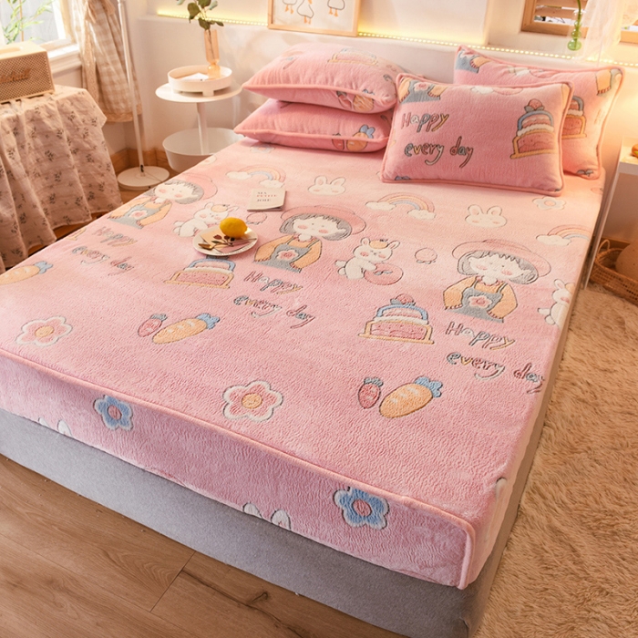 91家纺网 家纺一手货源 找家纺 甜之梦 2025新款310g雪花绒单品床笠 小丸子