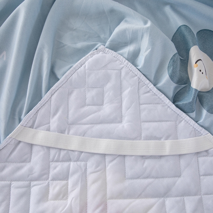 91家纺网 家纺一手货源 找家纺 纽缦 2020新款加厚磨毛单件夹棉床裙 楚楚花颜蓝