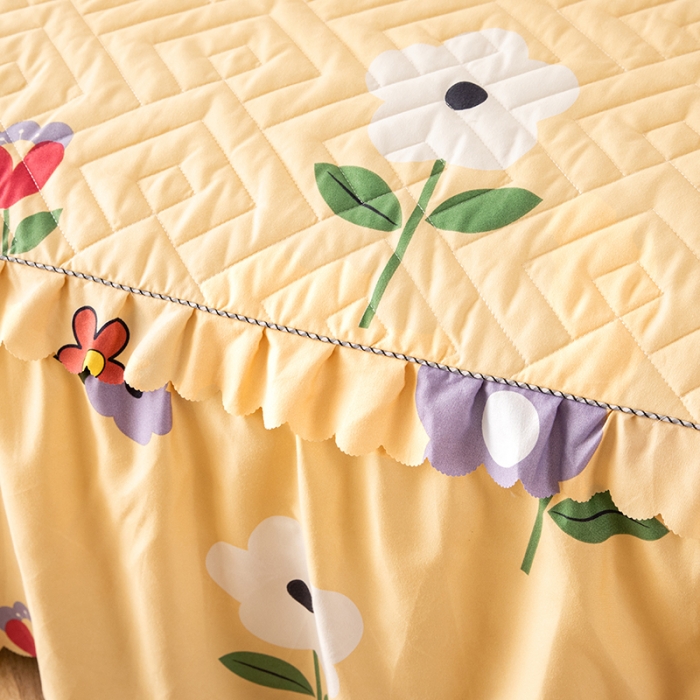 91家纺网 家纺一手货源 找家纺 纽缦 2020新款加厚磨毛单件夹棉床裙 春风里