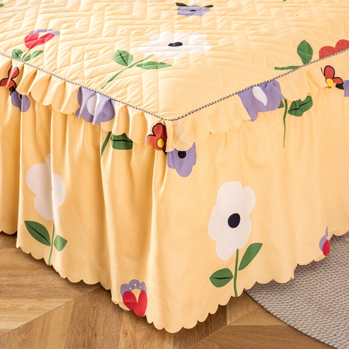 91家纺网 家纺一手货源 找家纺 纽缦 2020新款加厚磨毛单件夹棉床裙 春风里