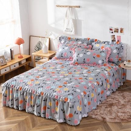 纽缦 2020新款加厚磨毛单件夹棉床裙 豆蔻年华