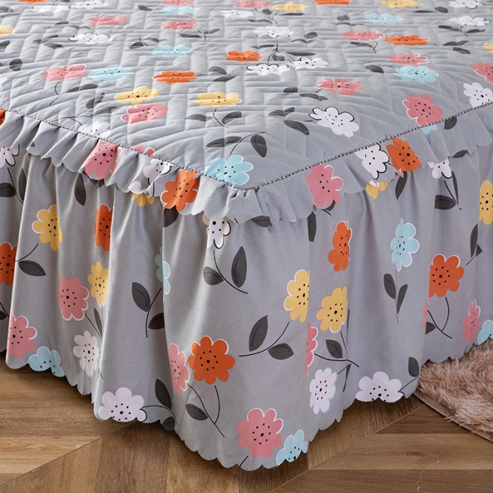 91家纺网 家纺一手货源 找家纺 纽缦 2020新款加厚磨毛单件夹棉床裙 豆蔻年华