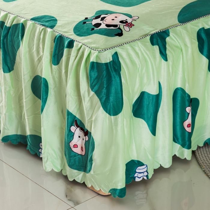 91家纺网 家纺一手货源 找家纺 纽缦 2020新款绒单层床裙 奶牛块