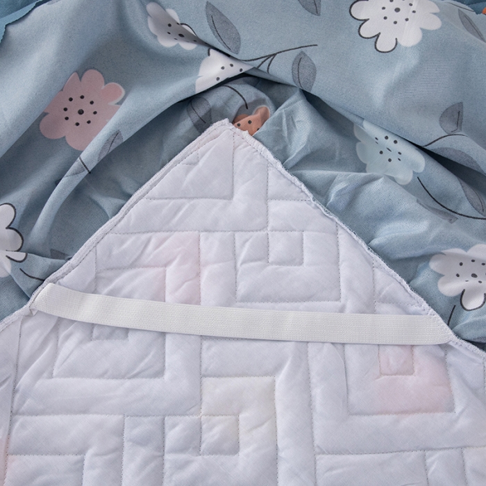 91家纺网 家纺一手货源 找家纺 纽缦 2020新款加厚磨毛单件夹棉床裙 豆蔻年华蓝