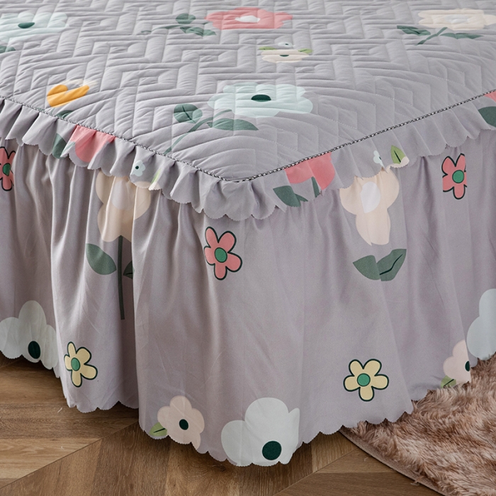 91家纺网 家纺一手货源 找家纺 纽缦 2020新款加厚磨毛单件夹棉床裙 芳菲年华