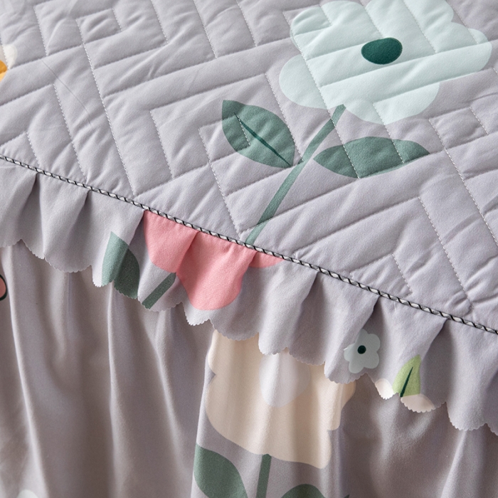 91家纺网 家纺一手货源 找家纺 纽缦 2020新款加厚磨毛单件夹棉床裙 芳菲年华